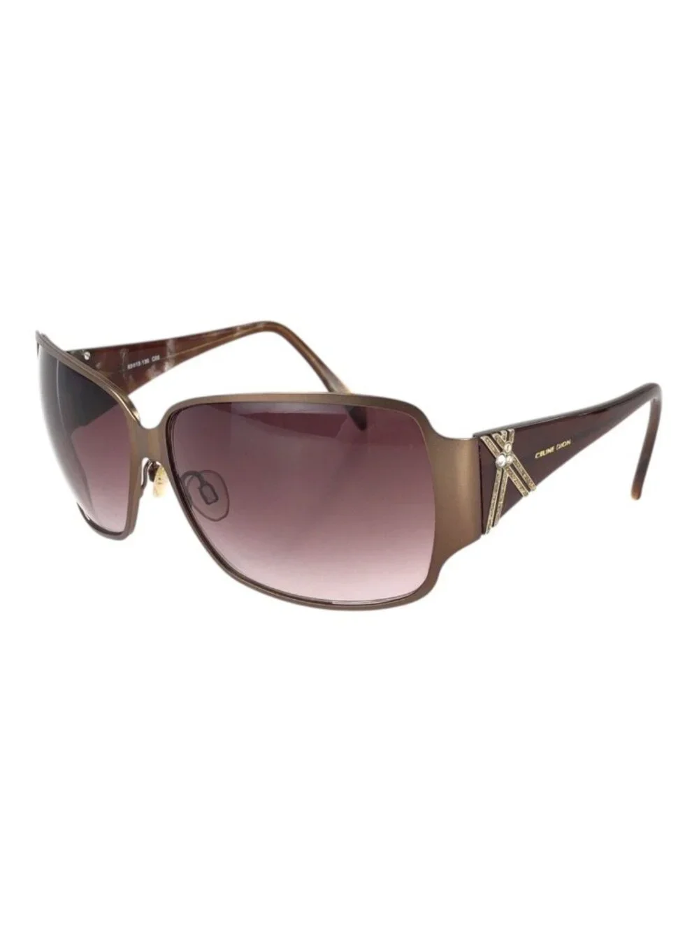 Celine Dion Eyes Crystal Brown Blanc Acetate Metal Sunglasses Eyewear
